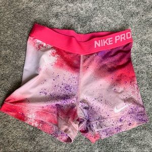 nike pro spandex in pink multi